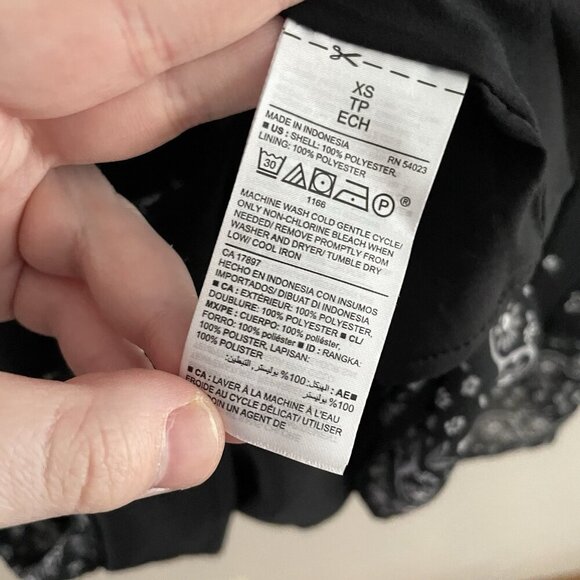 Old Navy Women XS Black Printed Boho V-Neck Sleeveless Georgette Swing Dress - Picture 7 of 8